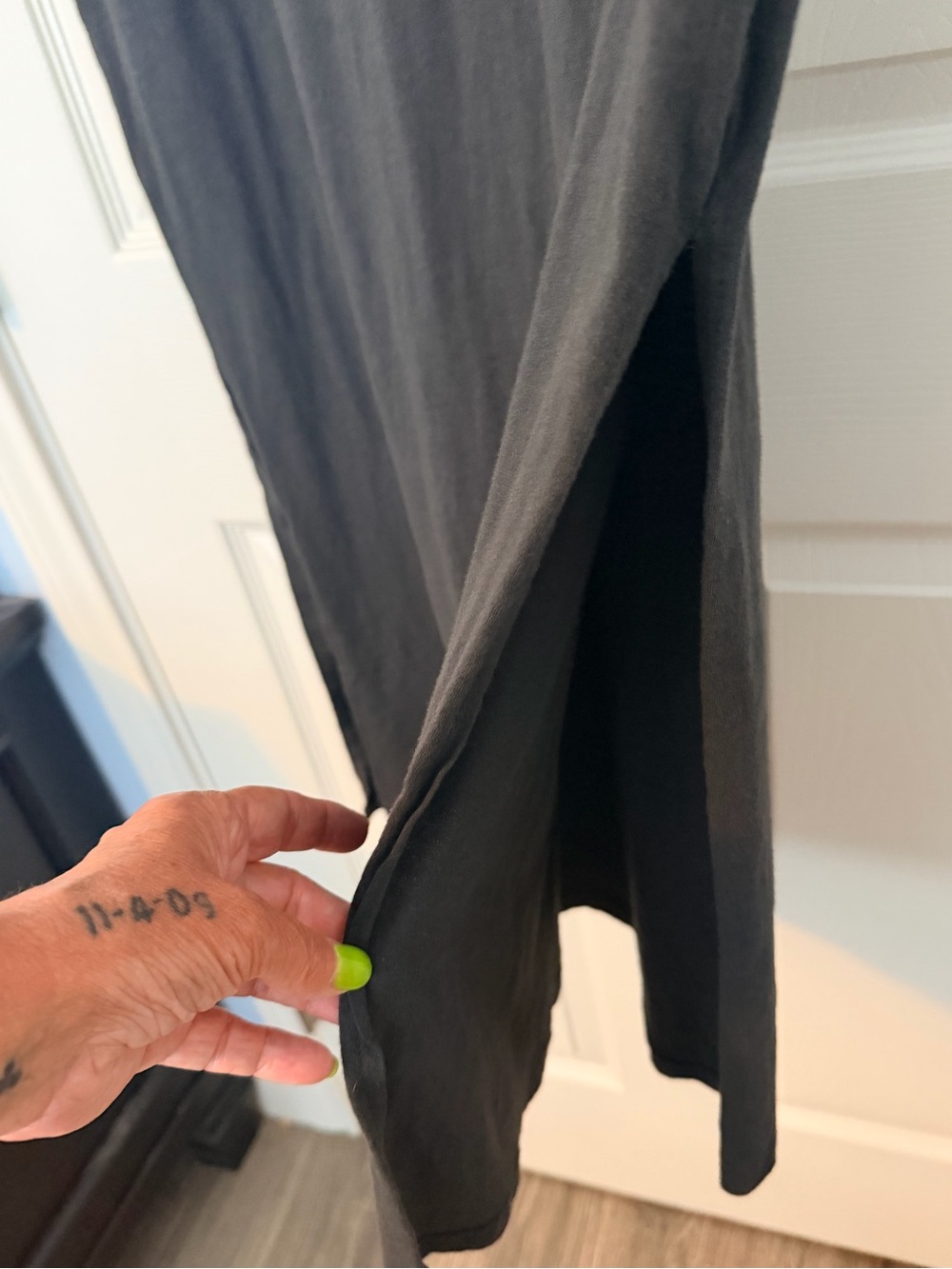 Zutter Black 'Rock & Roll' Distressed Maxi Tee Dress with faux stud details - Picture 8 of 8